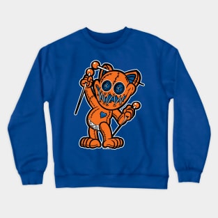 Happy VooDoo Kitty Cat Doll Orange and Reflex Blue Crewneck Sweatshirt